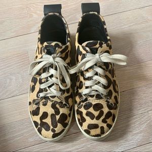 Hudson London Suede Papyrus Sneaker Leopard Print Women’s Size 40